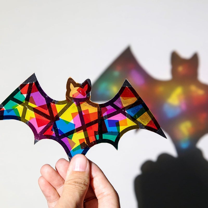 EggSun 36 Sets Hallween Bats Suncatchers Craft Kit for Kids Ornaments Stained Glass Effect Window Arts and Crafts Kit for Classroom Holiday Birthday Projects Home Party Favors Decorations Ages 4 8 12 - Image 2